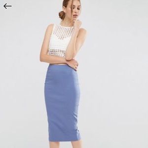 ASOS midi blue pencil skirt